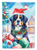 Bernese Mountain Dog Christmas House Flag 28x40 Porch Sleeve Pole Decorative Outside Yard Banner Artwork Wall Hanging, Polyester