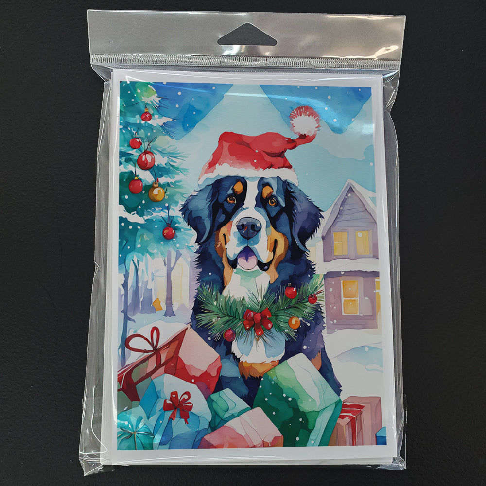 Bernese Mountain Dog Christmas Greeting Cards Pack of 8 Blank Cards with Envelopes Whimsical A7 Size 5x7