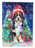 Bernese Mountain Dog Christmas House Flag 28x40 Porch Sleeve Pole Decorative Outside Yard Banner Artwork Wall Hanging, Polyester
