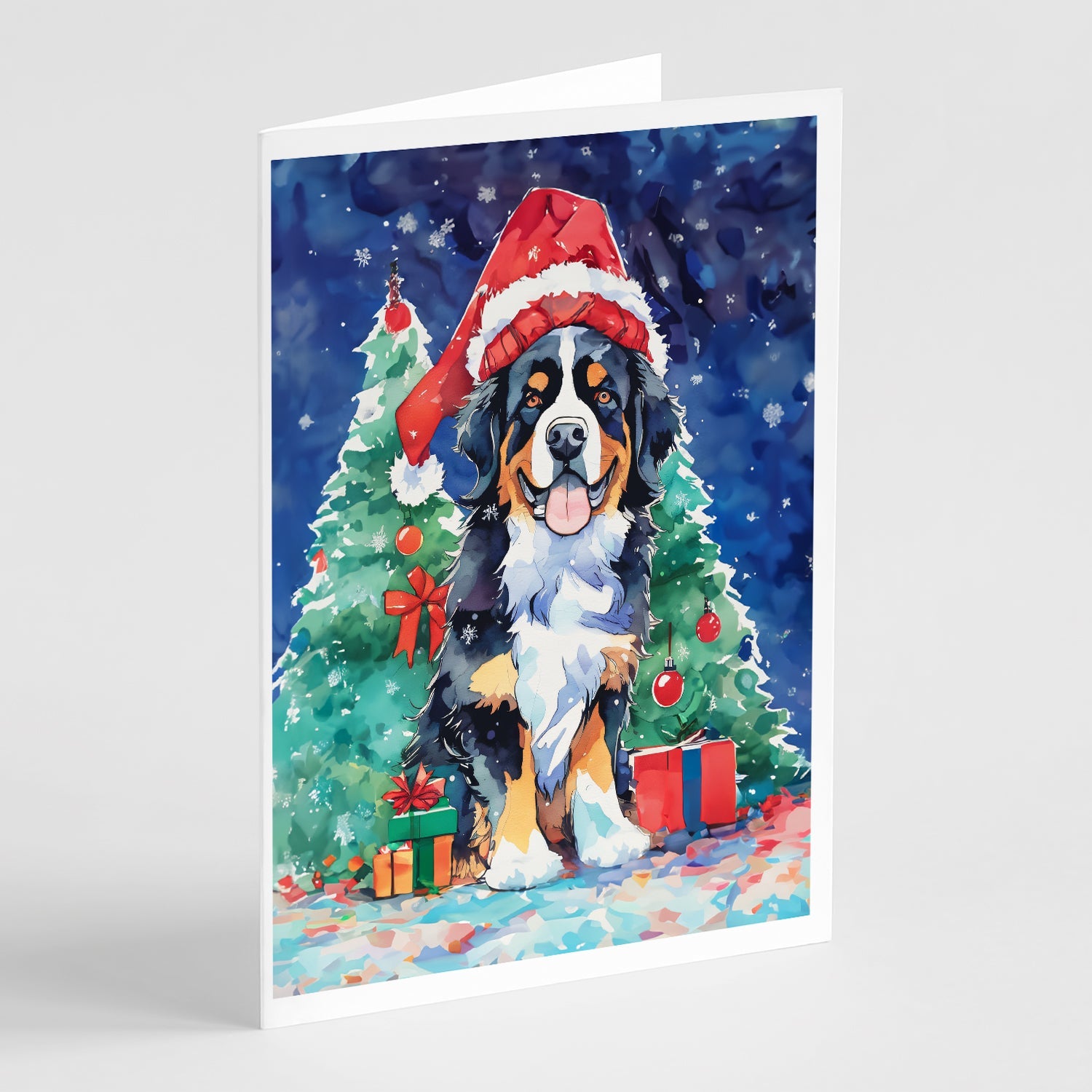 Bernese Mountain Dog Christmas Greeting Cards Pack of 8 Blank Cards with Envelopes Whimsical A7 Size 5x7