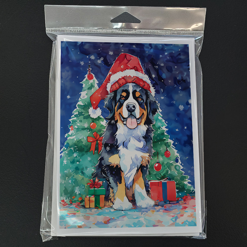 Bernese Mountain Dog Christmas Greeting Cards Pack of 8 Blank Cards with Envelopes Whimsical A7 Size 5x7
