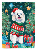 Bichon Frise Christmas House Flag 28x40 Porch Sleeve Pole Decorative Outside Yard Banner Artwork Wall Hanging, Polyester