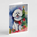 Bichon Frise Christmas Greeting Cards Pack of 8 Blank Cards with Envelopes Whimsical A7 Size 5x7