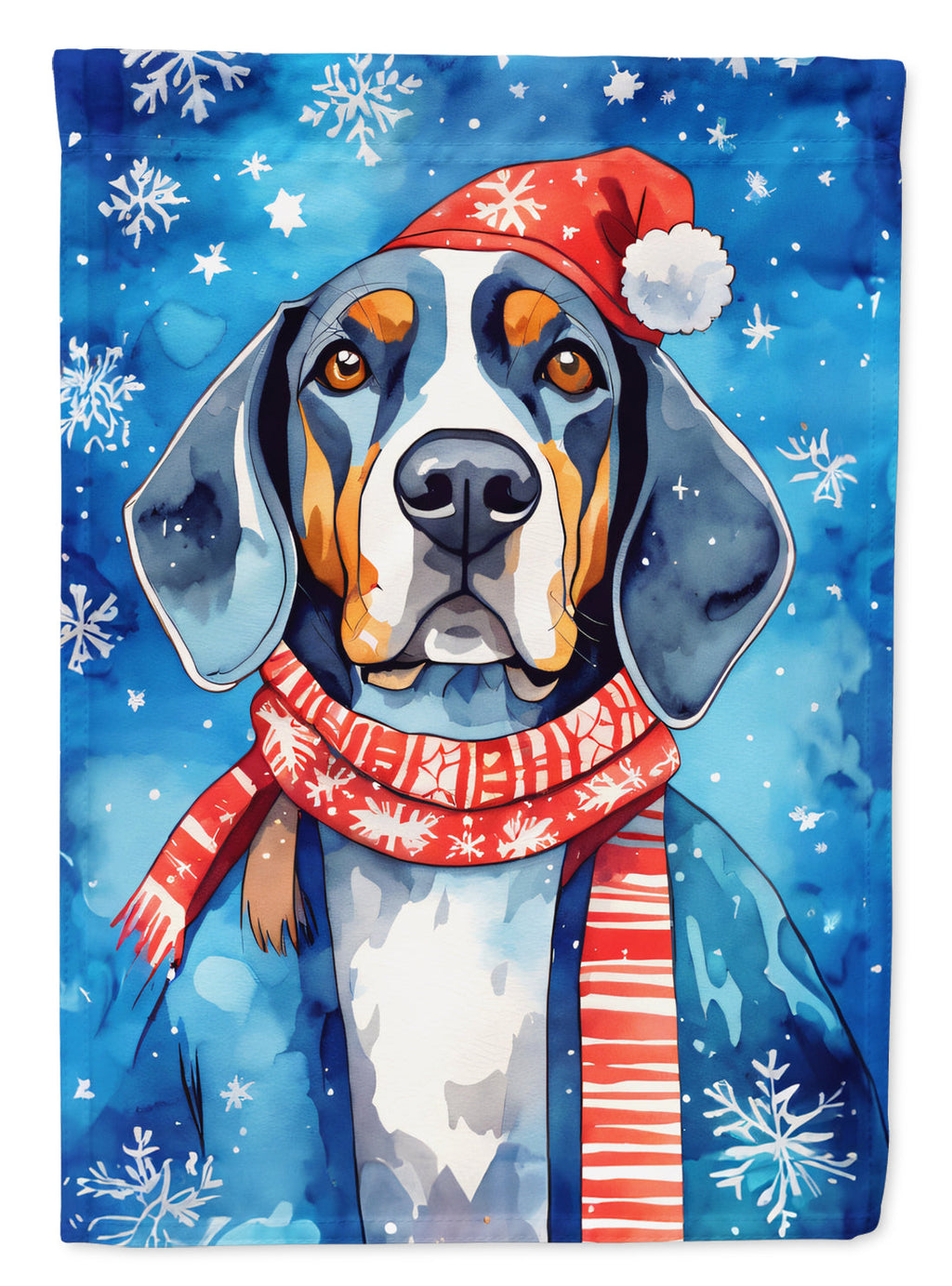 Black and Tan Coonhound Christmas House Flag 28x40 Porch Sleeve Pole Decorative Outside Yard Banner Artwork Wall Hanging, Polyester
