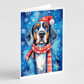 Black and Tan Coonhound Christmas Greeting Cards Pack of 8 Blank Cards with Envelopes Whimsical A7 Size 5x7