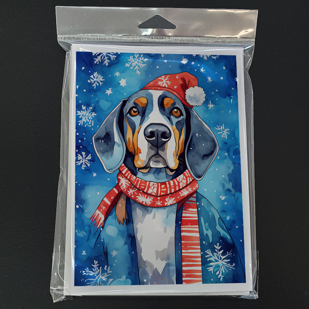 Black and Tan Coonhound Christmas Greeting Cards Pack of 8 Blank Cards with Envelopes Whimsical A7 Size 5x7