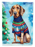 Coonhound Christmas House Flag 28x40 Porch Sleeve Pole Decorative Outside Yard Banner Artwork Wall Hanging, Polyester