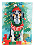 Bluetick Coonhound Christmas House Flag 28x40 Porch Sleeve Pole Decorative Outside Yard Banner Artwork Wall Hanging, Polyester