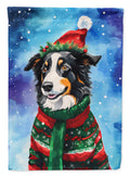 Border Collie Christmas House Flag 28x40 Porch Sleeve Pole Decorative Outside Yard Banner Artwork Wall Hanging, Polyester