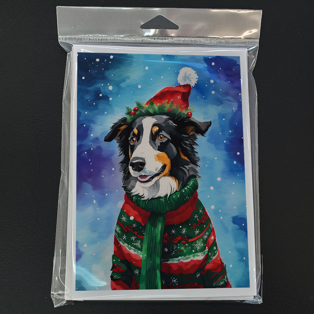 Border Collie Christmas Greeting Cards Pack of 8 Blank Cards with Envelopes Whimsical A7 Size 5x7