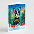 Boston Terrier Christmas Greeting Cards Pack of 8 Blank Cards with Envelopes Whimsical A7 Size 5x7