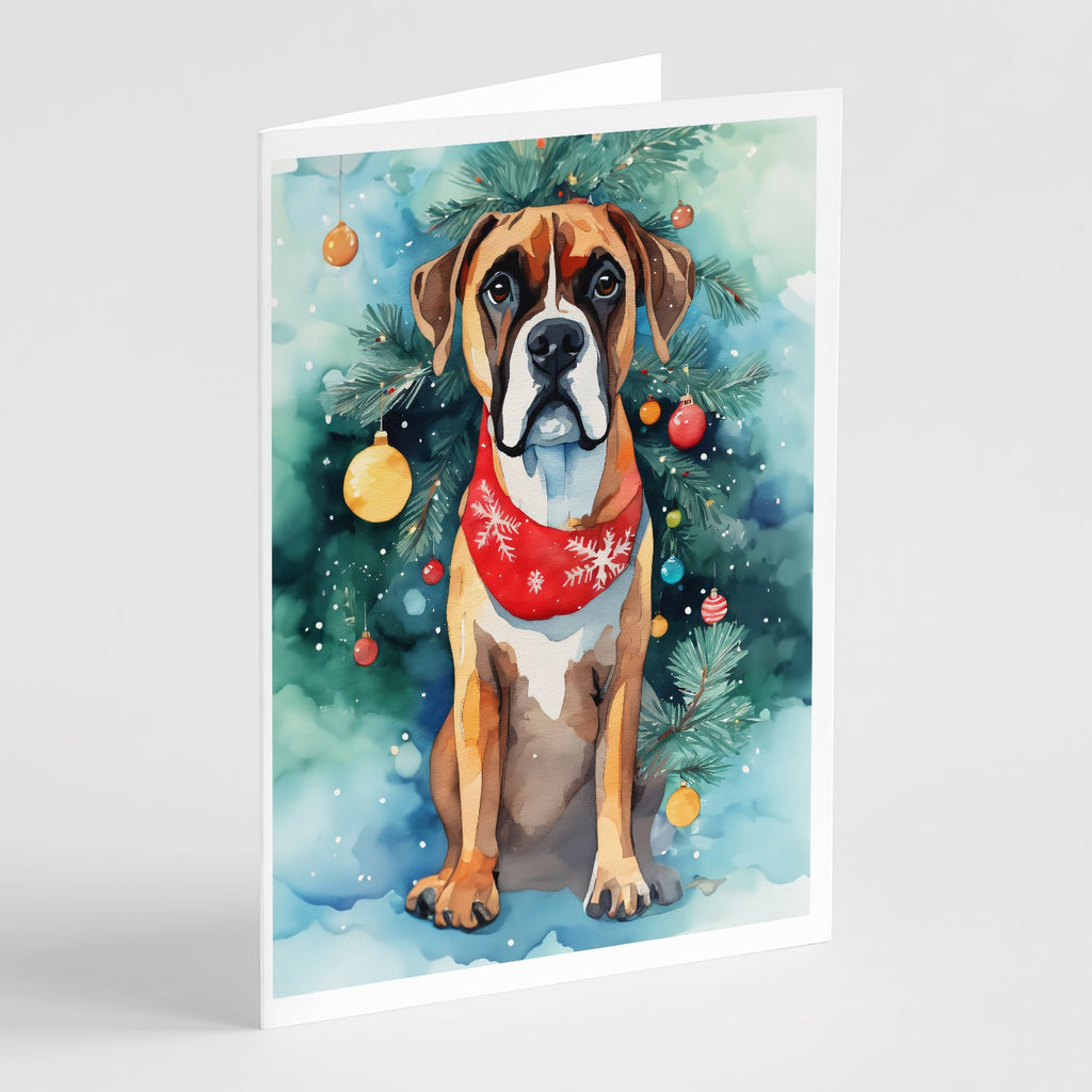 Boxer Christmas Greeting Cards Pack of 8 Blank Cards with Envelopes Whimsical A7 Size 5x7