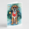 Boxer Christmas Greeting Cards Pack of 8 Blank Cards with Envelopes Whimsical A7 Size 5x7