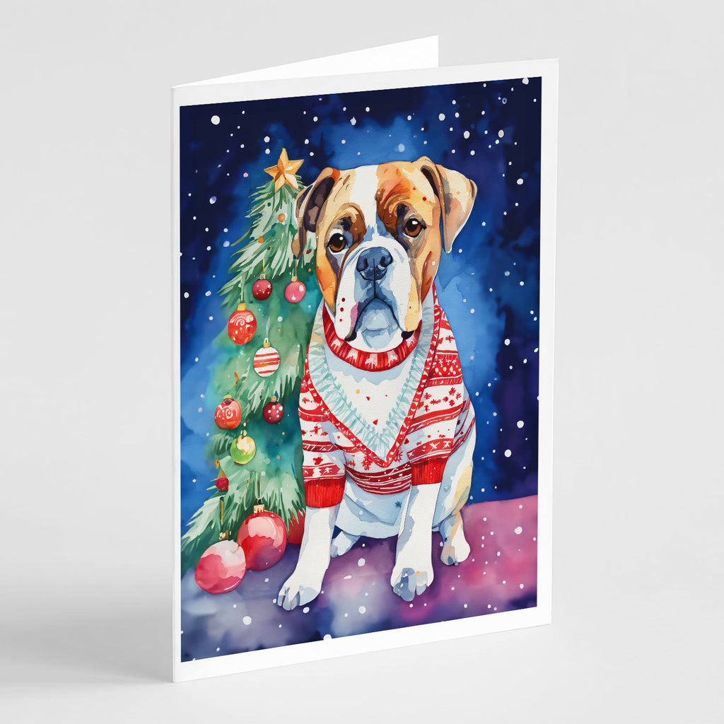 Boxer Christmas Greeting Cards Pack of 8 Blank Cards with Envelopes Whimsical A7 Size 5x7