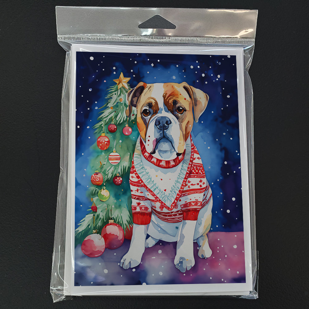Boxer Christmas Greeting Cards Pack of 8 Blank Cards with Envelopes Whimsical A7 Size 5x7