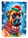 Boxer Christmas House Flag 28x40 Porch Sleeve Pole Decorative Outside Yard Banner Artwork Wall Hanging, Polyester