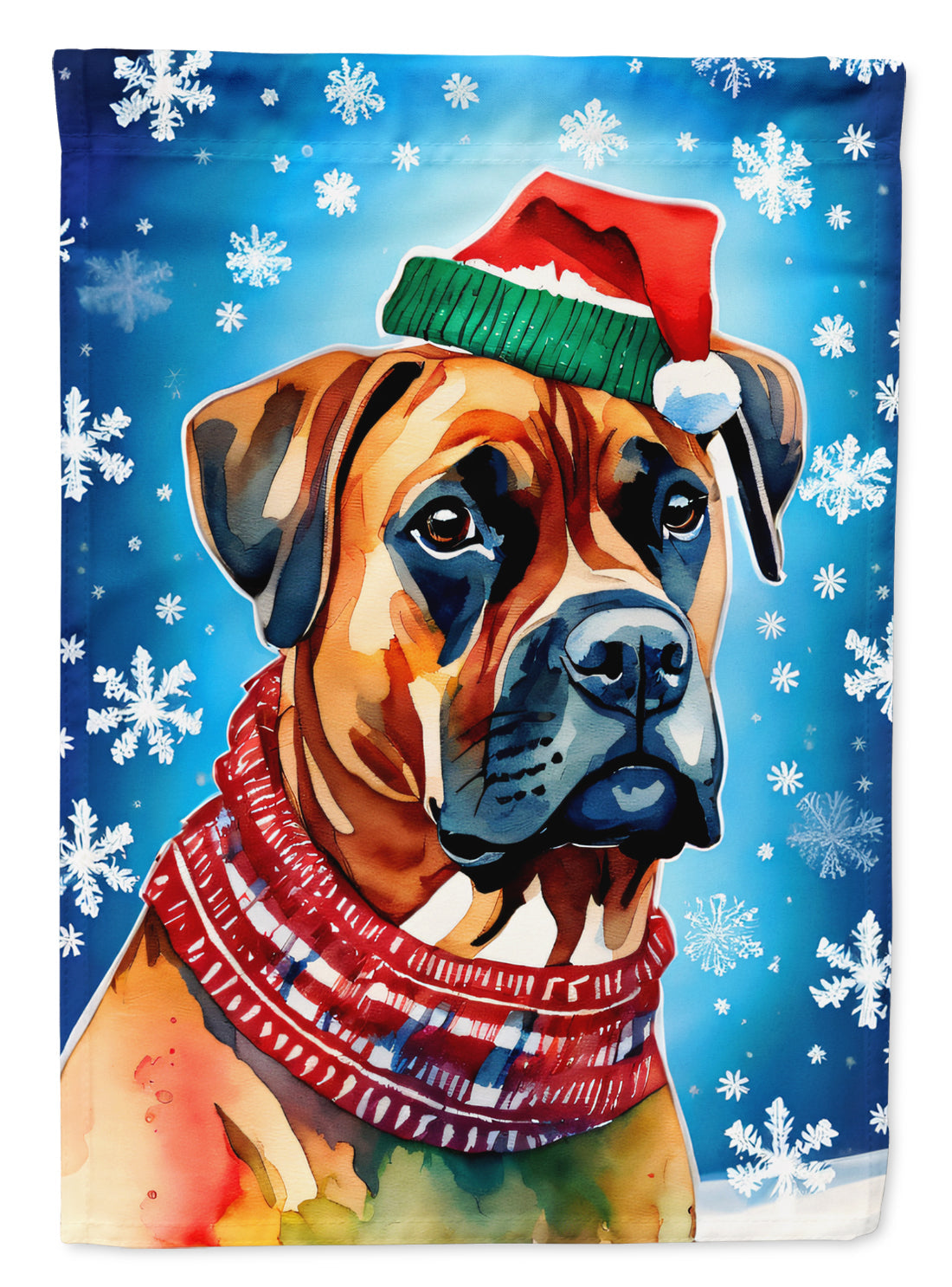 Boxer Christmas House Flag 28x40 Porch Sleeve Pole Decorative Outside Yard Banner Artwork Wall Hanging, Polyester