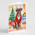 Boxer Christmas Greeting Cards Pack of 8 Blank Cards with Envelopes Whimsical A7 Size 5x7