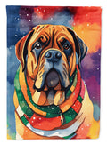 Bullmastiff Christmas House Flag 28x40 Porch Sleeve Pole Decorative Outside Yard Banner Artwork Wall Hanging, Polyester