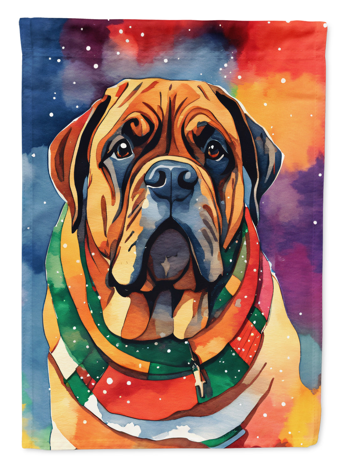 Bullmastiff Christmas House Flag 28x40 Porch Sleeve Pole Decorative Outside Yard Banner Artwork Wall Hanging, Polyester