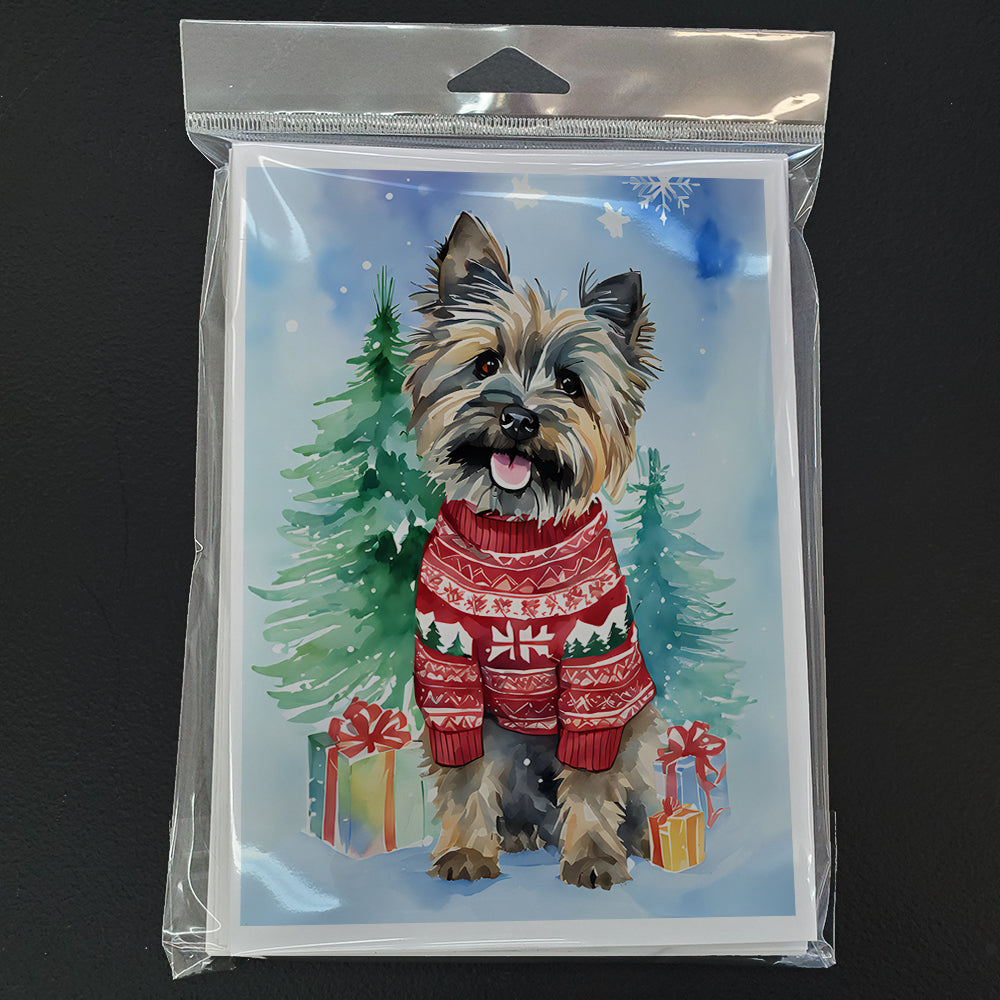 Cairn Terrier Christmas Greeting Cards Pack of 8 Blank Cards with Envelopes Whimsical A7 Size 5x7