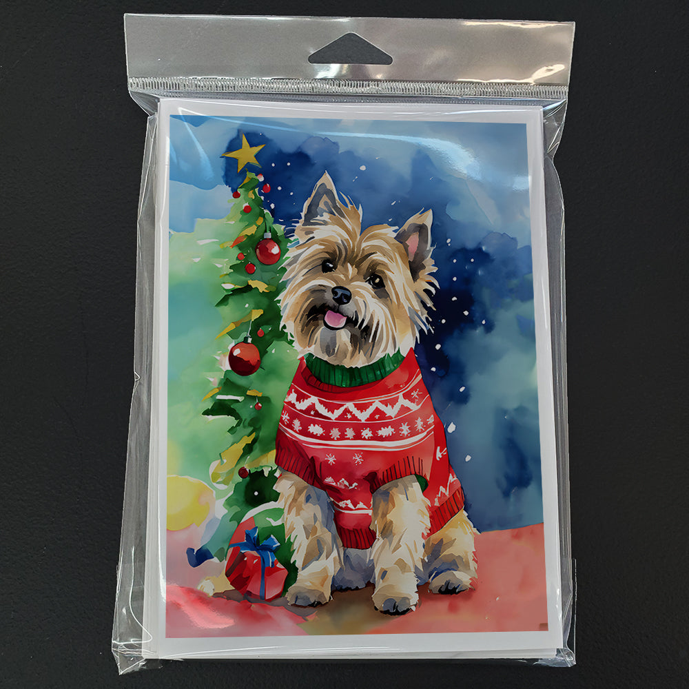 Cairn Terrier Christmas Greeting Cards Pack of 8 Blank Cards with Envelopes Whimsical A7 Size 5x7