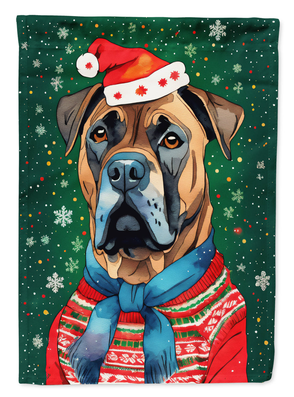 Cane Corso Christmas House Flag 28x40 Porch Sleeve Pole Decorative Outside Yard Banner Artwork Wall Hanging, Polyester