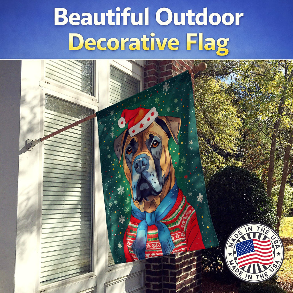 Cane Corso Christmas House Flag 28x40 Porch Sleeve Pole Decorative Outside Yard Banner Artwork Wall Hanging, Polyester