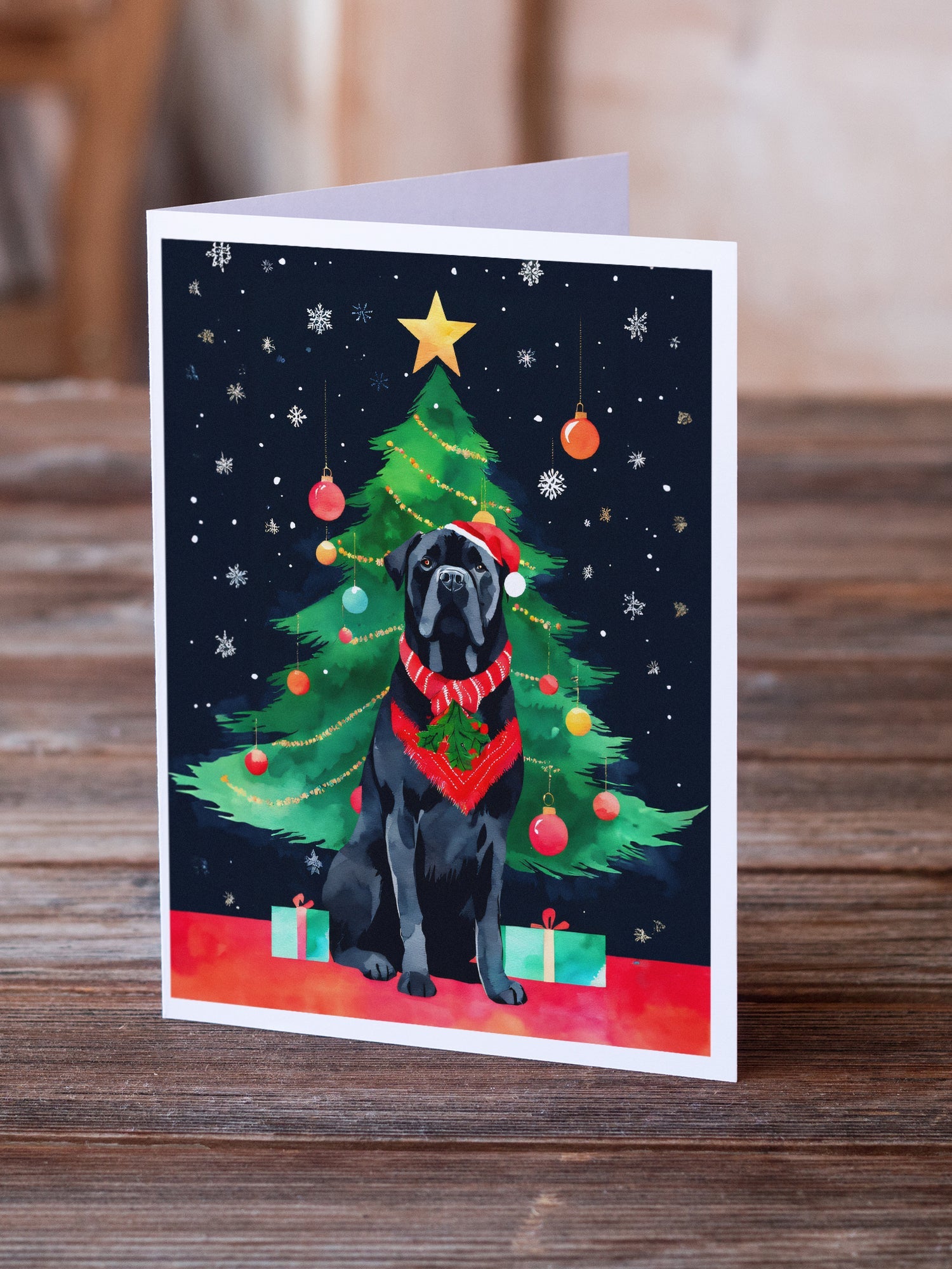 Cane Corso Christmas Greeting Cards Pack of 8 Blank Cards with Envelopes Whimsical A7 Size 5x7