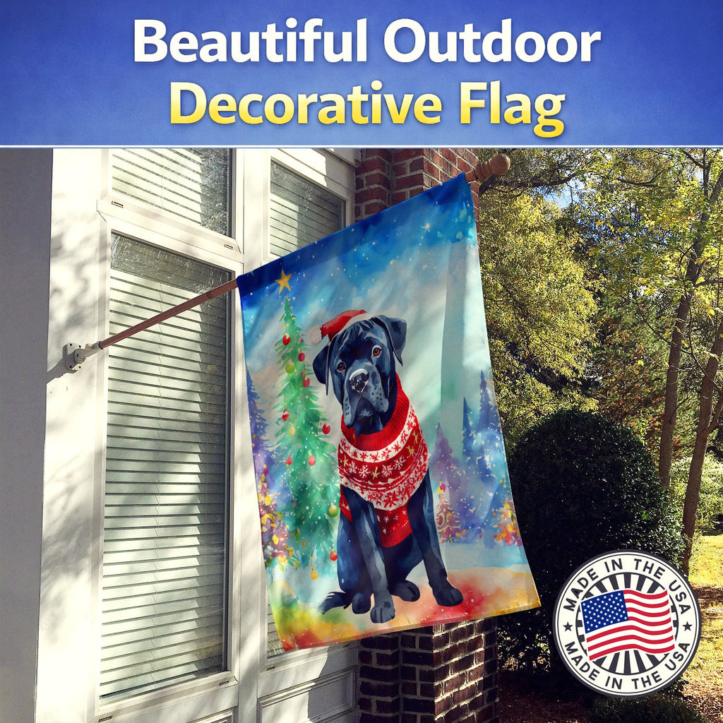 Cane Corso Christmas House Flag 28x40 Porch Sleeve Pole Decorative Outside Yard Banner Artwork Wall Hanging, Polyester