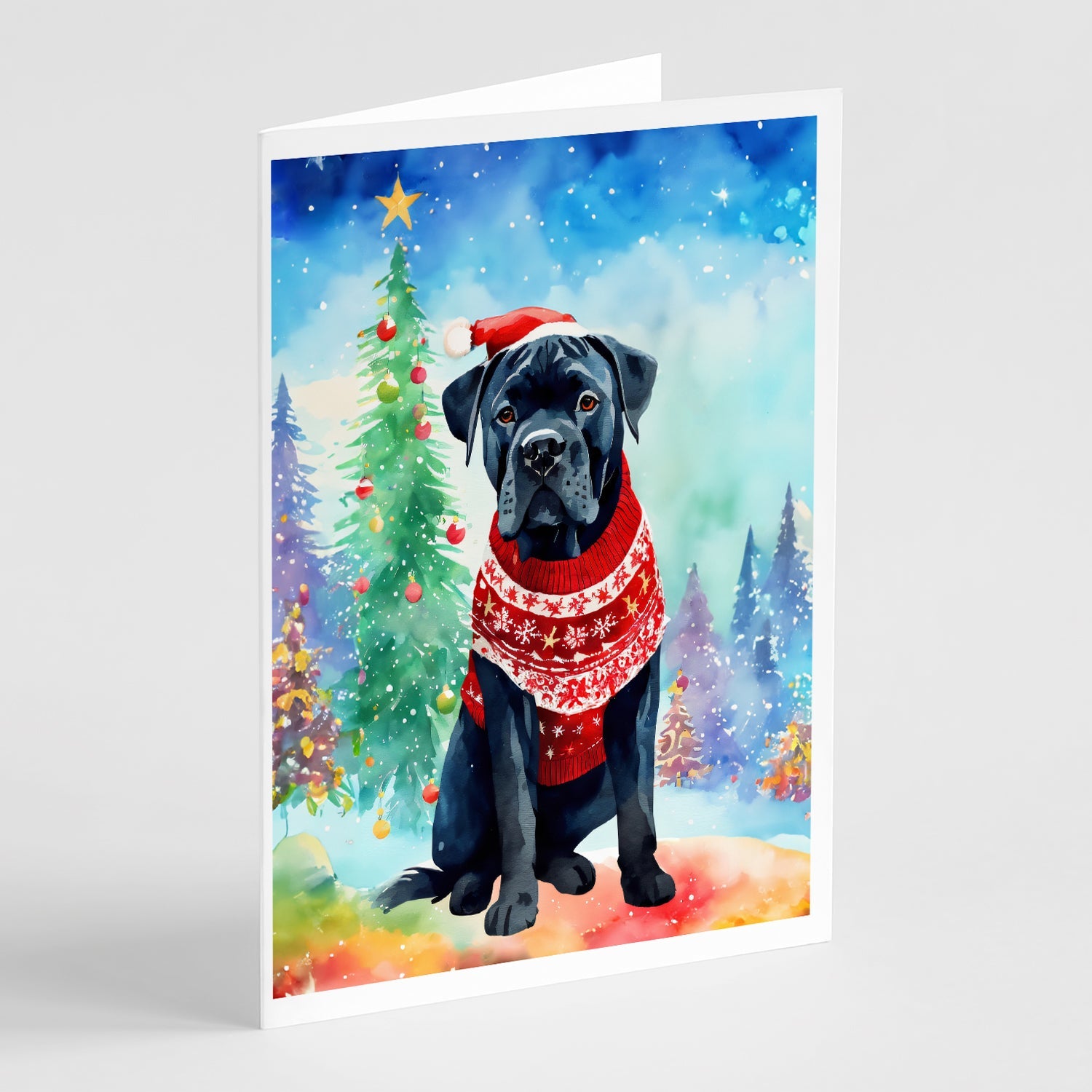 Cane Corso Christmas Greeting Cards Pack of 8 Blank Cards with Envelopes Whimsical A7 Size 5x7