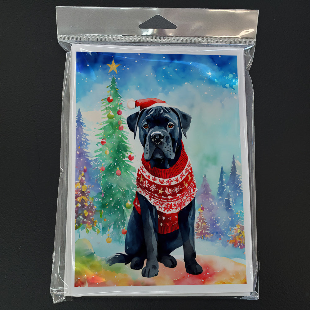 Cane Corso Christmas Greeting Cards Pack of 8 Blank Cards with Envelopes Whimsical A7 Size 5x7