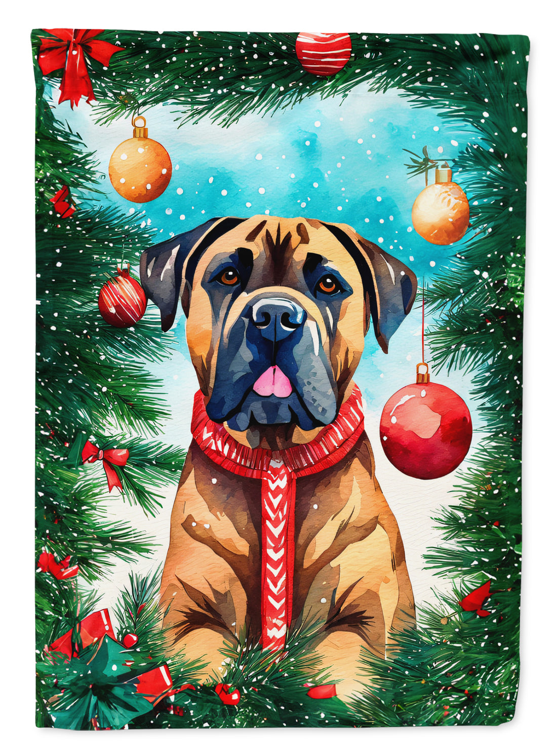 Cane Corso Christmas House Flag 28x40 Porch Sleeve Pole Decorative Outside Yard Banner Artwork Wall Hanging, Polyester