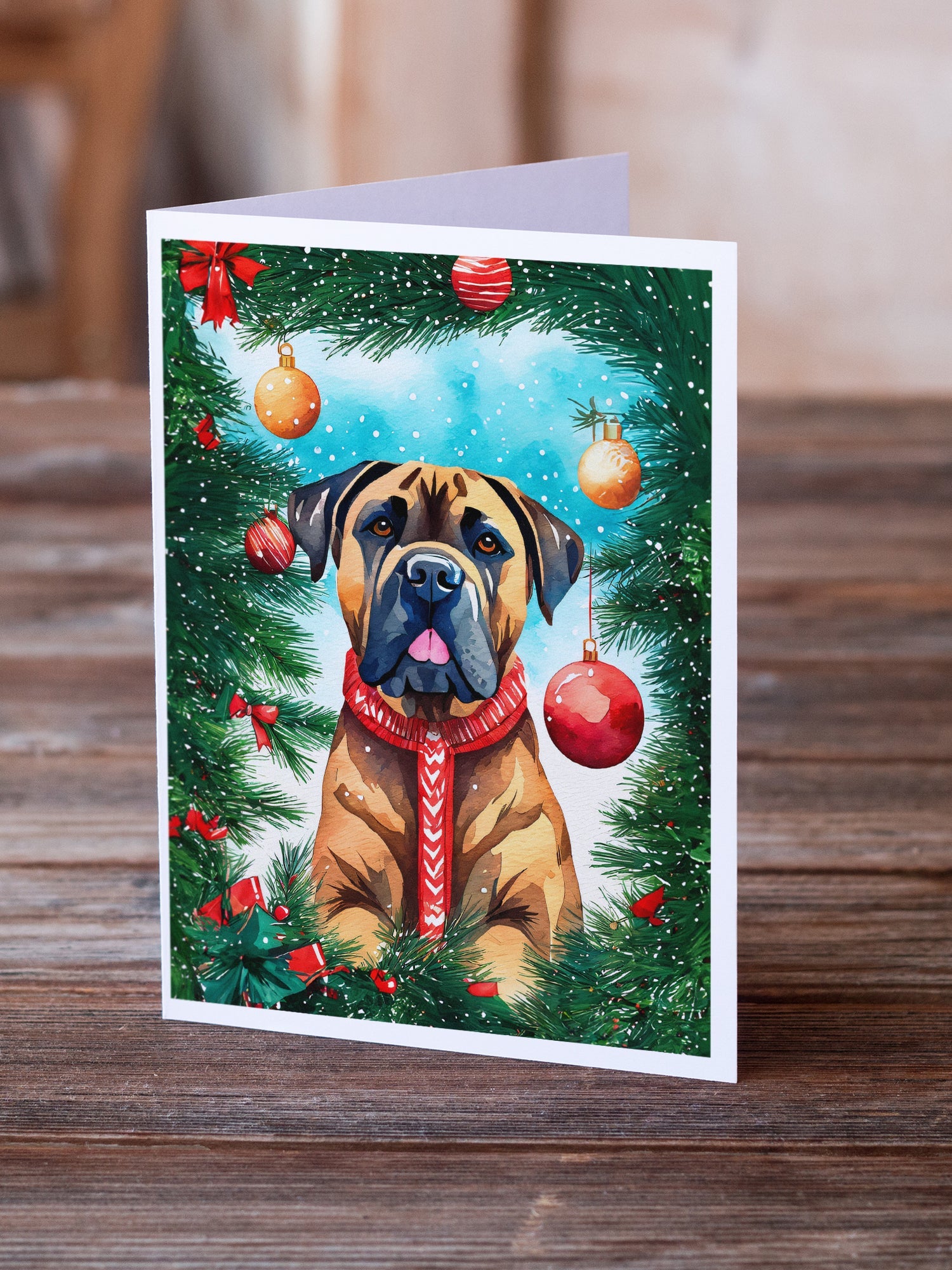 Cane Corso Christmas Greeting Cards Pack of 8 Blank Cards with Envelopes Whimsical A7 Size 5x7