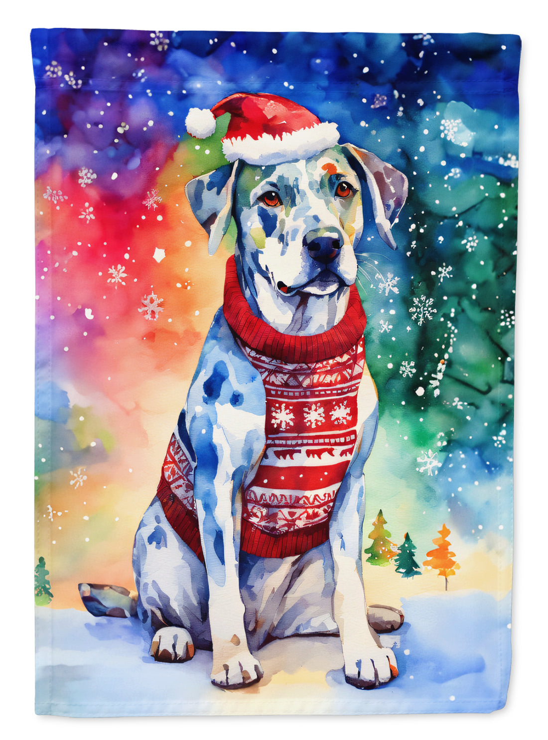 Catahoula Christmas House Flag 28x40 Porch Sleeve Pole Decorative Outside Yard Banner Artwork Wall Hanging, Polyester