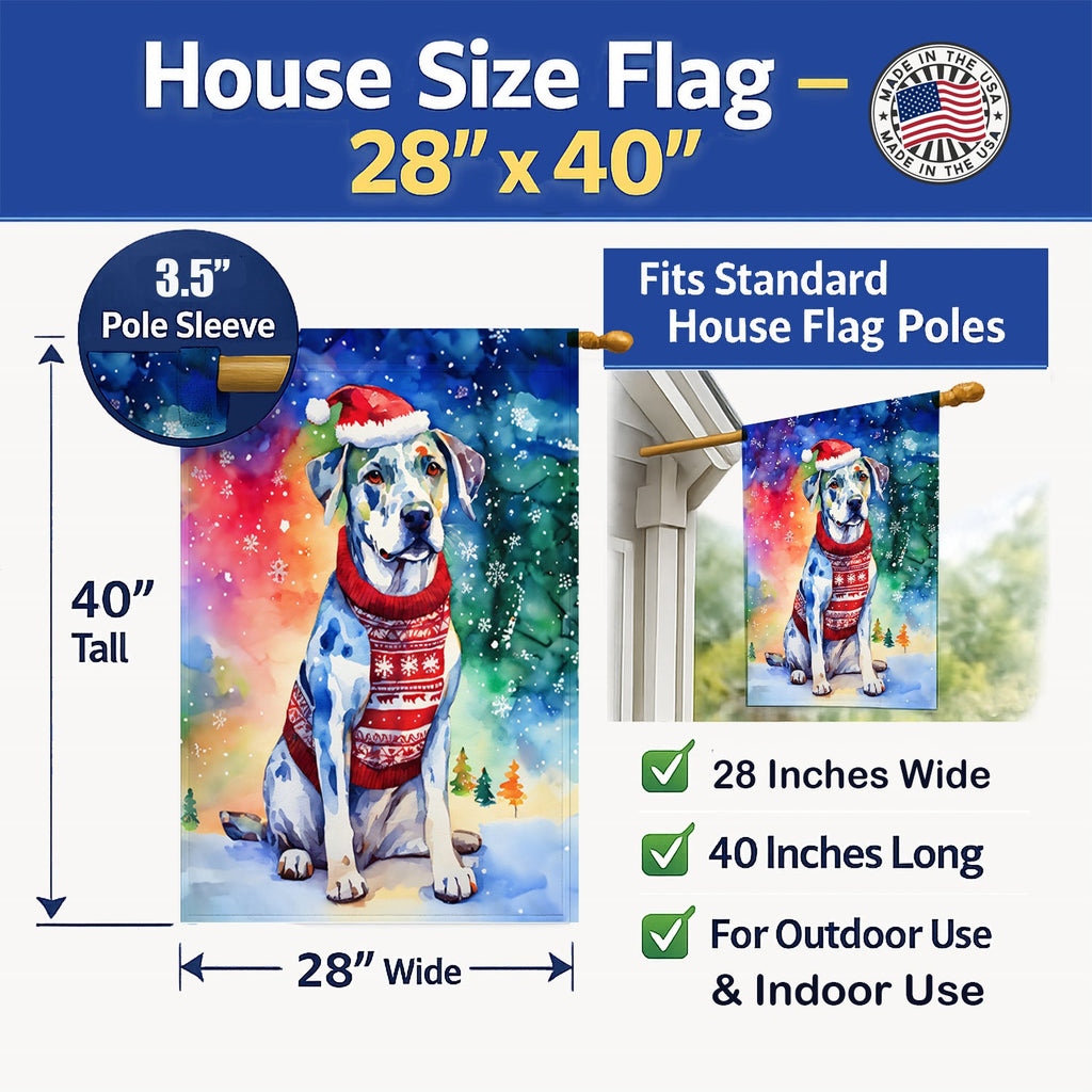 Catahoula Christmas House Flag 28x40 Porch Sleeve Pole Decorative Outside Yard Banner Artwork Wall Hanging, Polyester