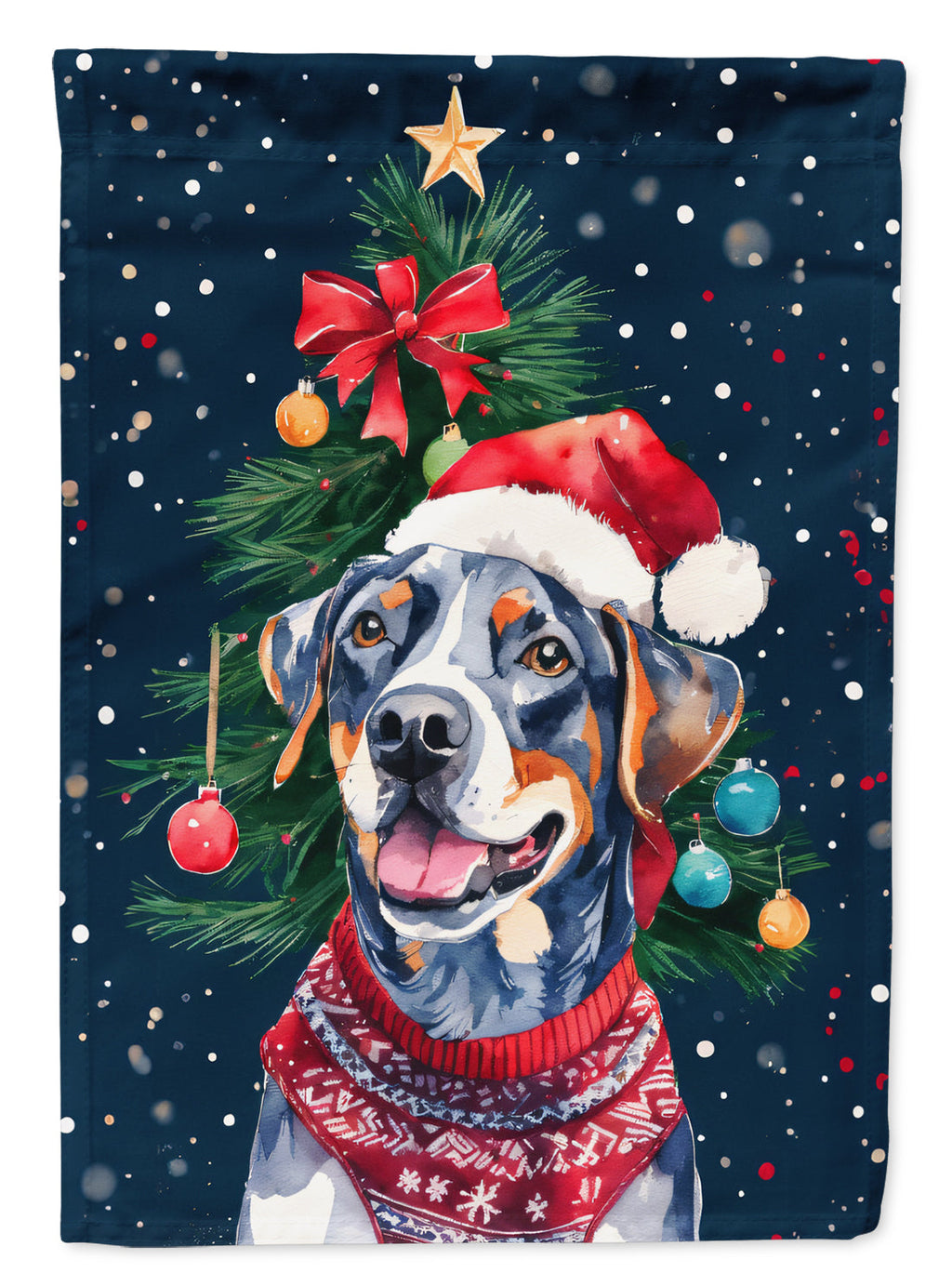 Catahoula Christmas House Flag 28x40 Porch Sleeve Pole Decorative Outside Yard Banner Artwork Wall Hanging, Polyester