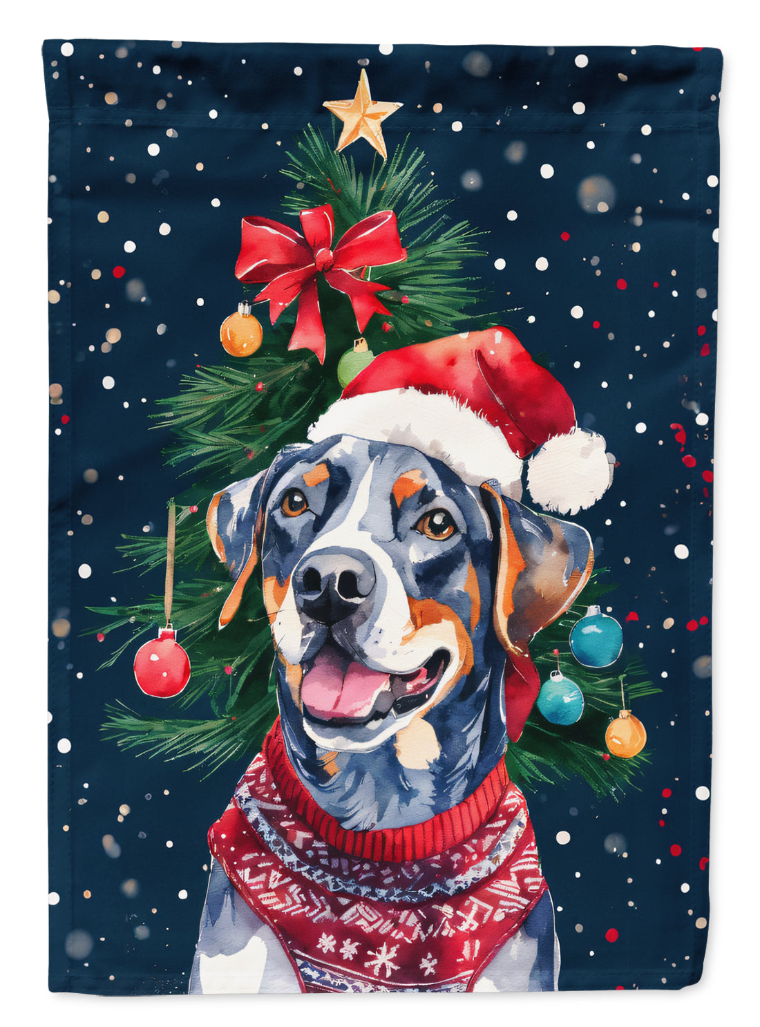 Catahoula Christmas House Flag 28x40 Porch Sleeve Pole Decorative Outside Yard Banner Artwork Wall Hanging, Polyester