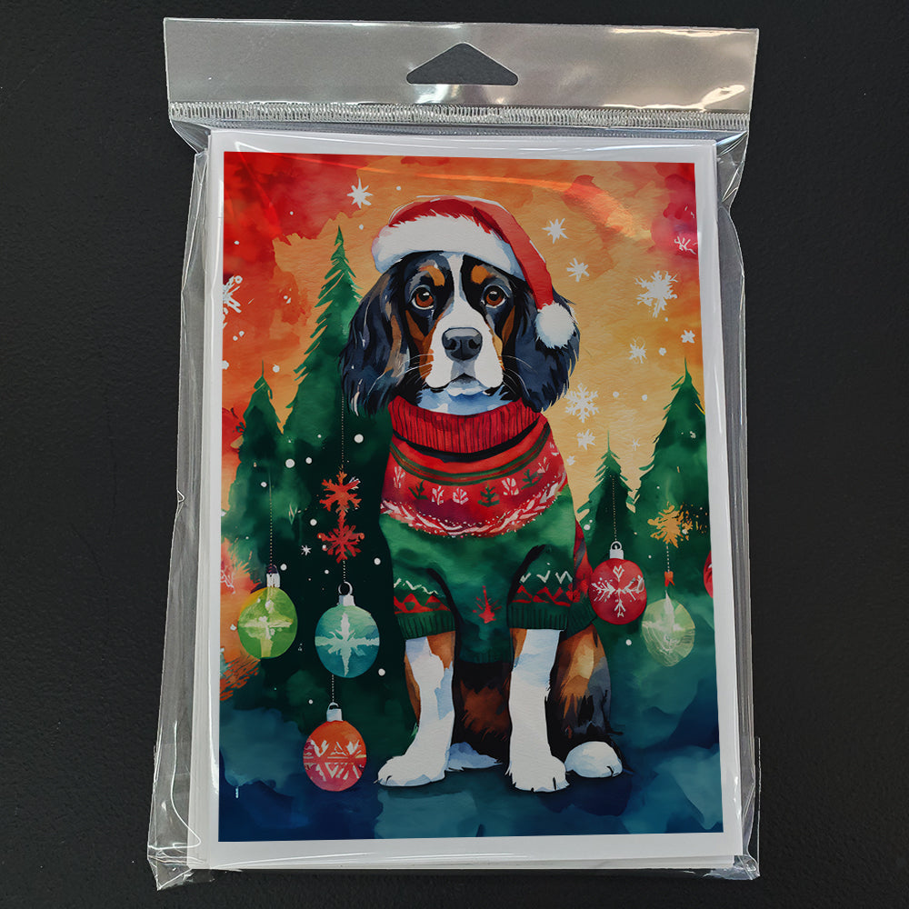 Cavalier Spaniel Christmas Greeting Cards Pack of 8 Blank Cards with Envelopes Whimsical A7 Size 5x7
