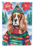 Cavalier Spaniel Christmas House Flag 28x40 Porch Sleeve Pole Decorative Outside Yard Banner Artwork Wall Hanging, Polyester