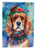 Cavalier Spaniel Christmas House Flag 28x40 Porch Sleeve Pole Decorative Outside Yard Banner Artwork Wall Hanging, Polyester