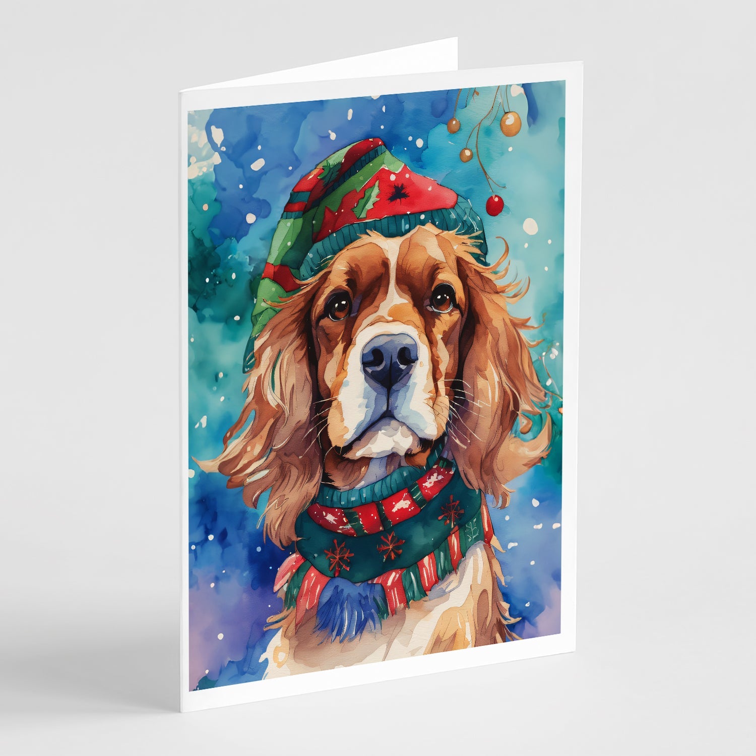 Cavalier Spaniel Christmas Greeting Cards Pack of 8 Blank Cards with Envelopes Whimsical A7 Size 5x7