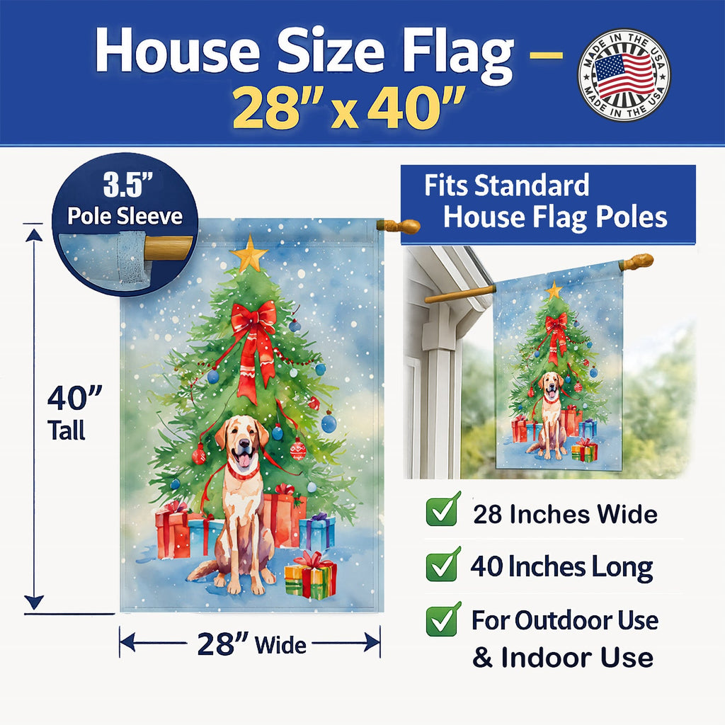 Chesapeake Bay Retriever Christmas House Flag 28x40 Porch Sleeve Pole Decorative Outside Yard Banner Artwork Wall Hanging, Polyester