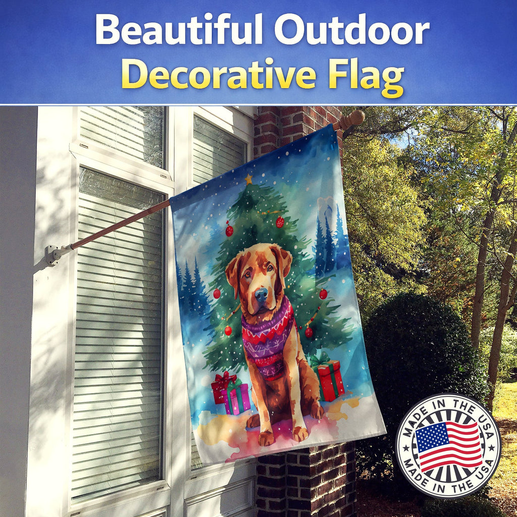 Chesapeake Bay Retriever Christmas House Flag 28x40 Porch Sleeve Pole Decorative Outside Yard Banner Artwork Wall Hanging, Polyester