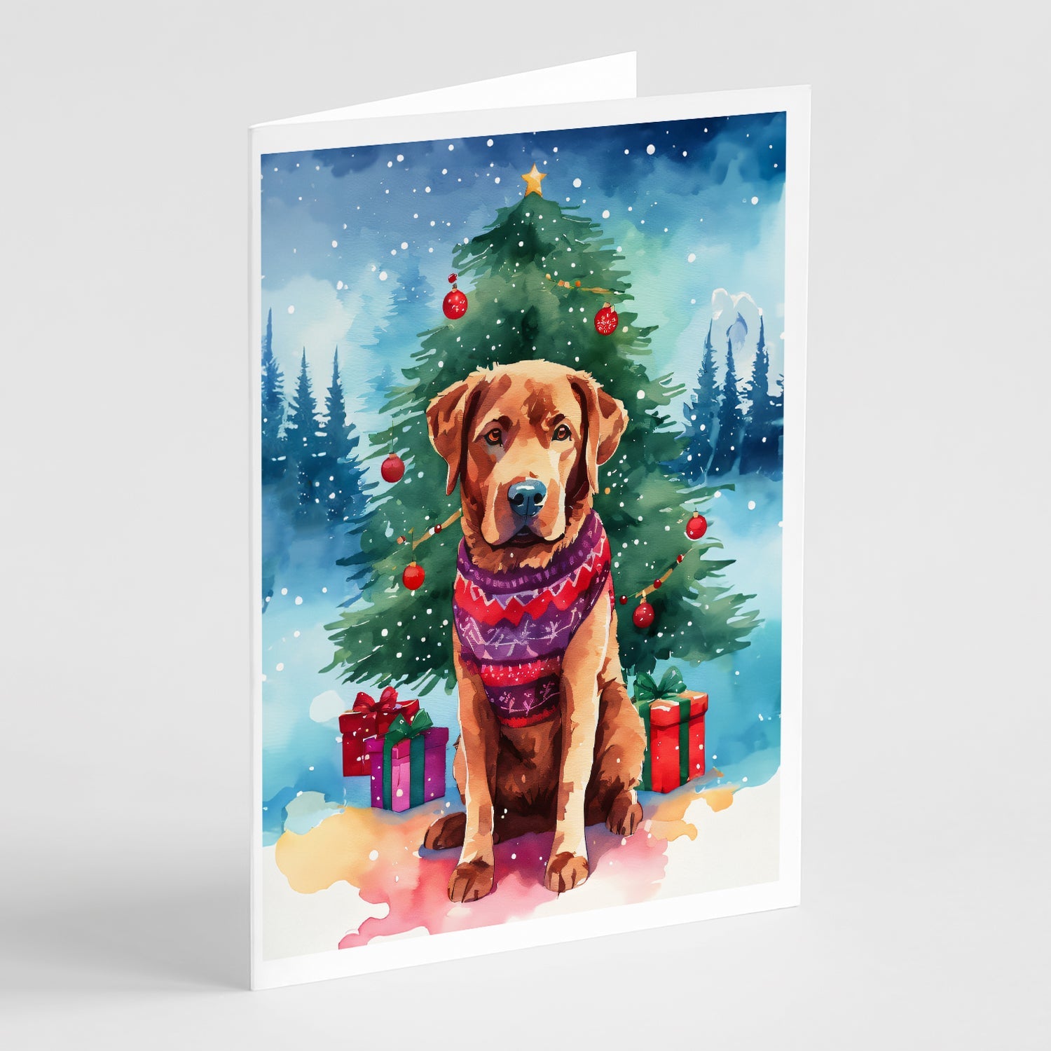 Chesapeake Bay Retriever Christmas Greeting Cards Pack of 8 Blank Cards with Envelopes Whimsical A7 Size 5x7