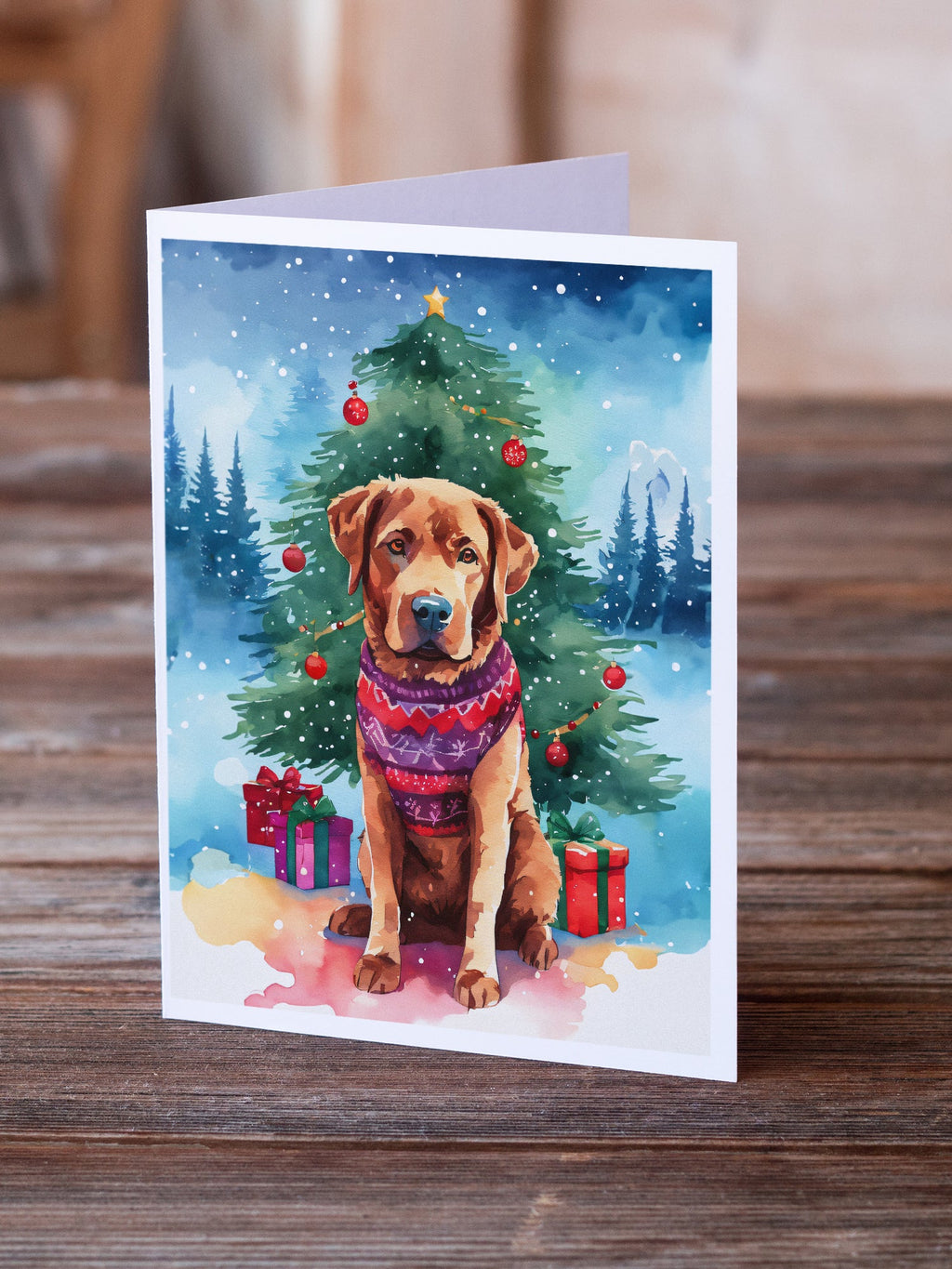 Chesapeake Bay Retriever Christmas Greeting Cards Pack of 8 Blank Cards with Envelopes Whimsical A7 Size 5x7
