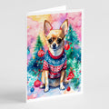 Chihuahua Christmas Greeting Cards Pack of 8 Blank Cards with Envelopes Whimsical A7 Size 5x7