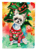 Chinese Crested Christmas House Flag 28x40 Porch Sleeve Pole Decorative Outside Yard Banner Artwork Wall Hanging, Polyester