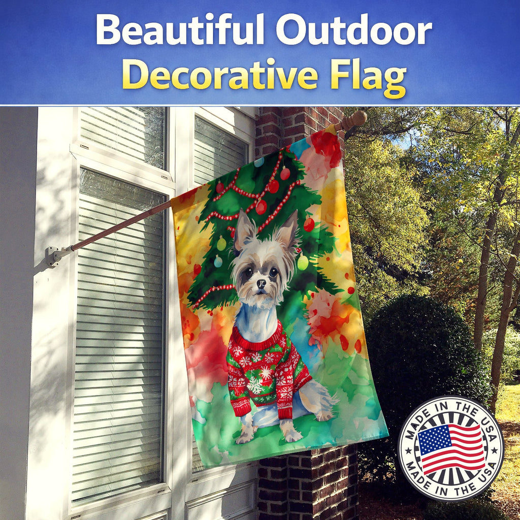 Chinese Crested Christmas House Flag 28x40 Porch Sleeve Pole Decorative Outside Yard Banner Artwork Wall Hanging, Polyester