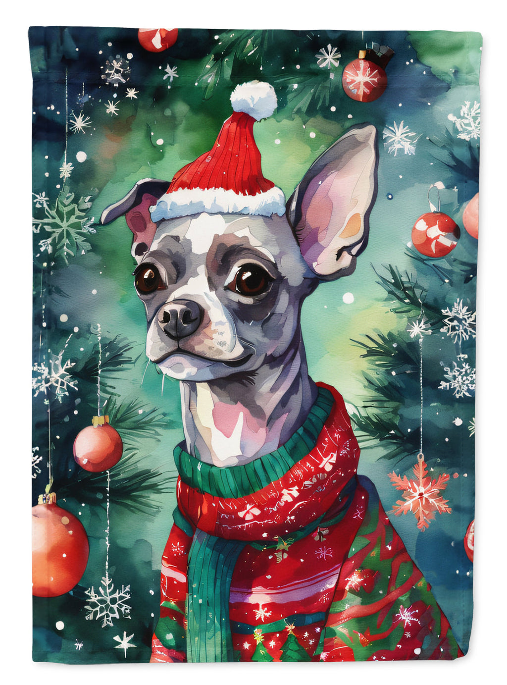 Chinese Crested Christmas House Flag 28x40 Porch Sleeve Pole Decorative Outside Yard Banner Artwork Wall Hanging, Polyester